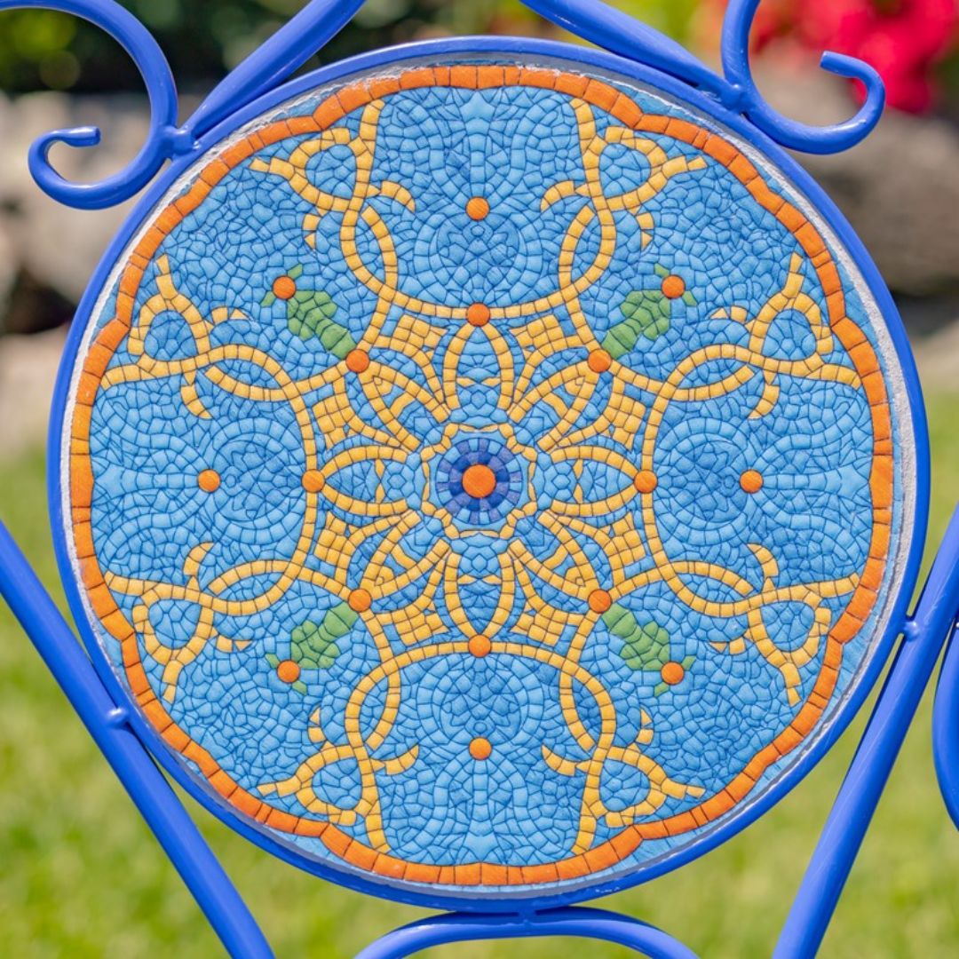Mosaic Tile Bench with Iron Frame – Naples